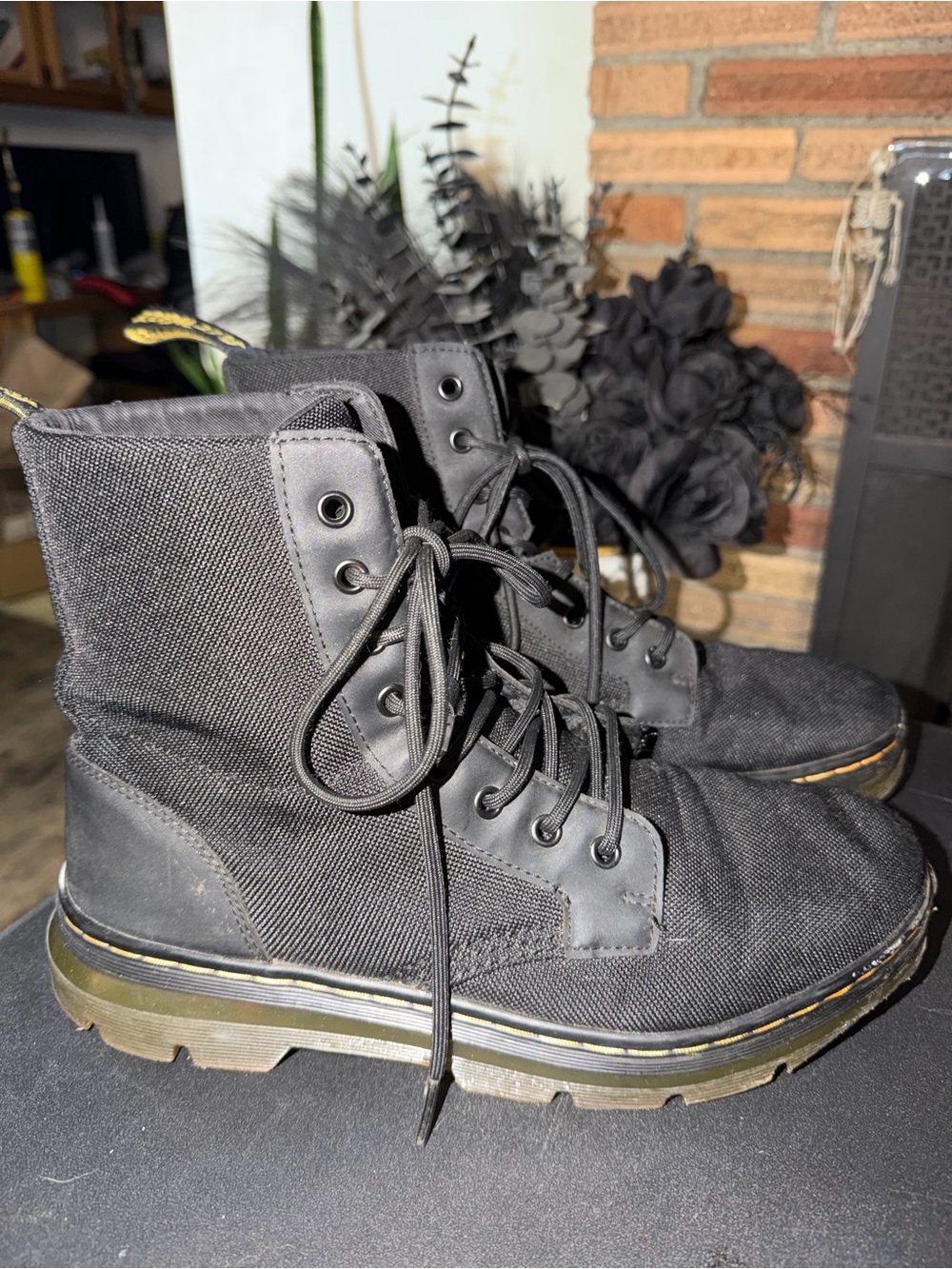 Dr. Martens Men's Black Canvas Lace-Up Ankle Combat Boots US 10 EU 43 UK 9